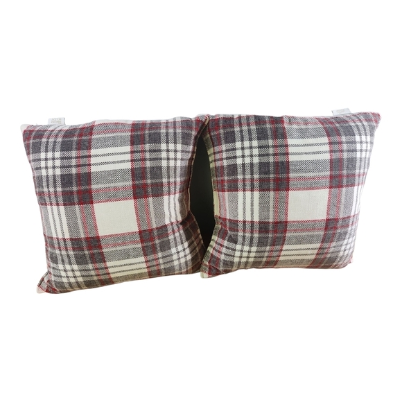 Envogue Holiday Plaid Throw Pillows Set of 2 Red Gray White - Picture 5 of 9